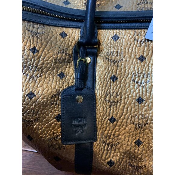 MCM Authentic Ottomar Weekender Bag Copper Gold Metallic Logo Monogram Unisex - Picture 9 of 12